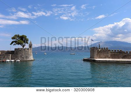 Lepanto, Greece - July 18, 2019: The Port Of The Greek Town