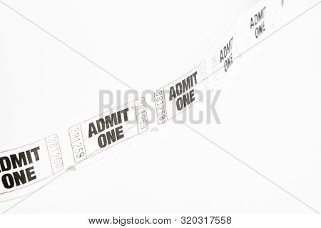 A Macro Or Close-up Shot Of A Strip Of Generic White Sequentially Numbered Admittance Ticket.