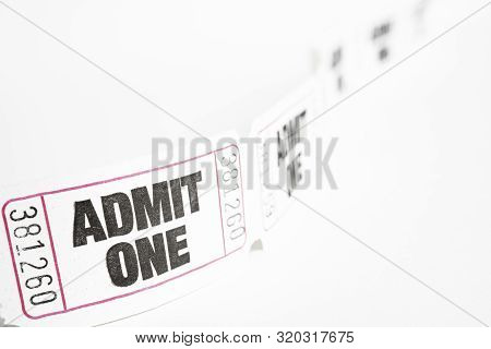 A Macro Or Close-up Shot Of A Strip Of Generic White Sequentially Numbered Admittance Ticket.