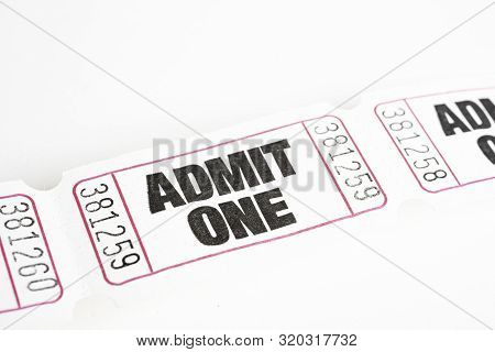 A Macro Or Close-up Shot Of A Strip Of Generic White Sequentially Numbered Admittance Ticket.
