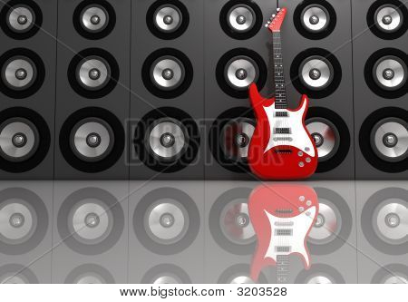 Guitar og højttalere