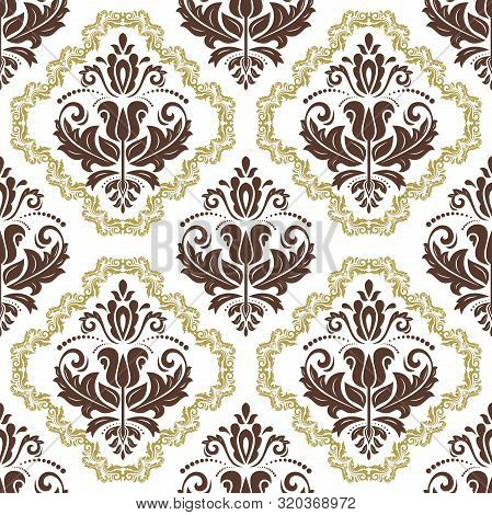 Orient Classic Brown And Giolden Pattern. Seamless Abstract Background With Vintage Elements. Orient