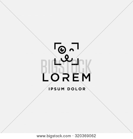 Dog Paw Camera Logo Template Vector Design