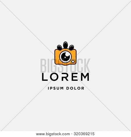Dog Paw Camera Logo Template Vector Design