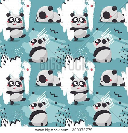 Seamless Cute Scandinavian Pattern Panda Color Baby