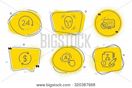 24 Hours, Web Call And Algorithm Signs. Chat Bubbles. Ab Testing, Usd Exchange And Face Detection Li