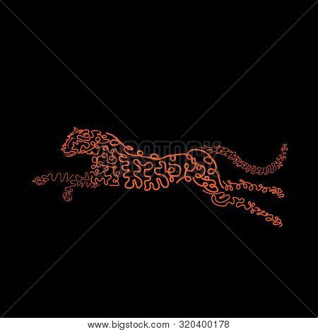 Illustration Of Tiger For Print Design. Hand Drawing Art