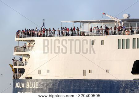 Refugees And Migrants Disembark To The Port Of Thessaloniki After Being Transfered From The Refugee