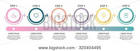 Modern Vector Infographic Flat Template Circles For Six Label, Diagram, Graph, Presentation. Busines