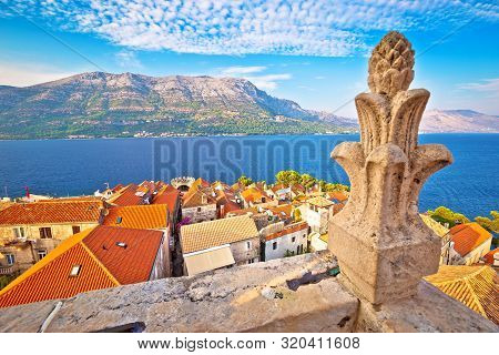 Town Of Korcula View From Church Tower, Archipelago Of Southern Dalmatia,  Croatia