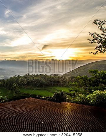 A Beautiful View Of Mount Talang And The Rice Fields Below It Add To Its Beauty, Indonesia