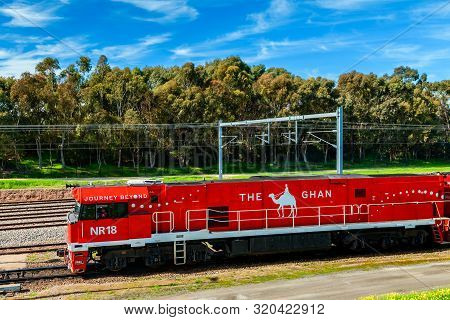 Adelaide Parklands Terminal, South Australia - August 4, 2019: The Ghan Train Departing From Adelaid