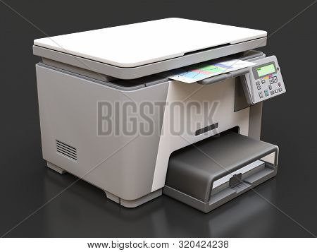 Laser Mfp On The Grey Background. 3d Illustration.