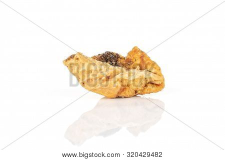 One Piece Of Roseship Of Lingonberry Strawberry Fruit Tea Macro Isolated On White Background