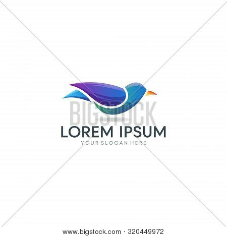 Abstract Blue Bird Logo Design Vector Isolated On White Background