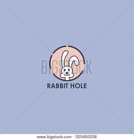 Rabbit Hole Logo Design Vector Isolated On Purple Background