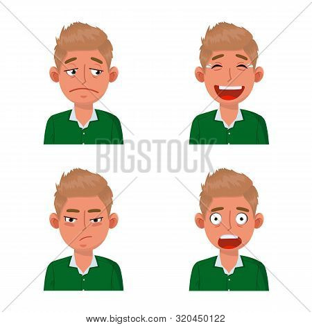 Vector Design Of Face And Boy Logo. Set Of Face And Young Stock Vector Illustration.