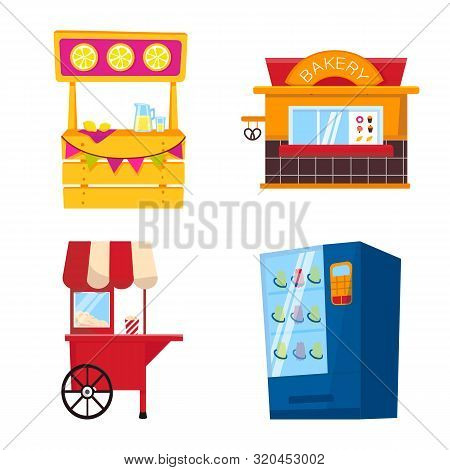 Isolated Object Of And Booth Sign. Set Of And Vending Vector Icon For Stock.