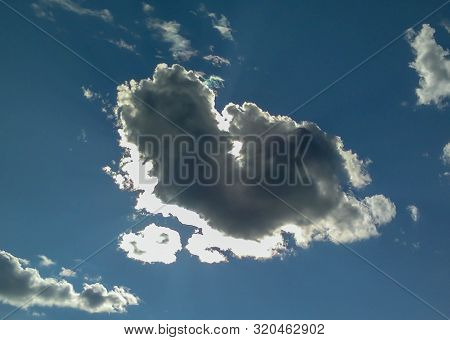 A Cloud In The Form Of A Heart. A Figure From The Clouds In The Sky. Beautiful Sky. Love. Valentines