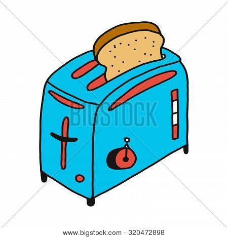 Modern Toaster With Bread Slices Isolated Over White