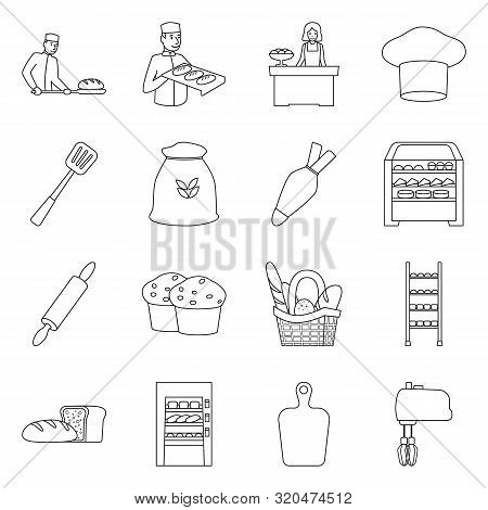Vector Design Of Bakery And Natural Icon. Set Of Bakery And Utensils Stock Vector Illustration.