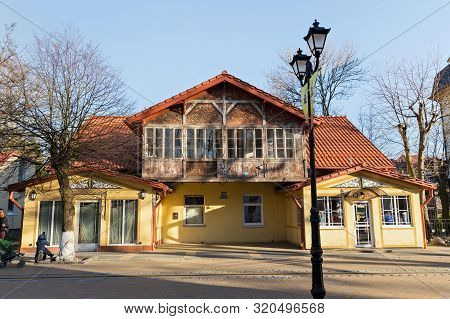 Zelenogradsk, Kaliningrad Region, Russia - April 02, 2019: Typical Old Historic German Building With