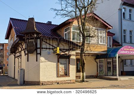Zelenogradsk, Kaliningrad Region, Russia - April 02, 2019: Typical Old Historic German Building With