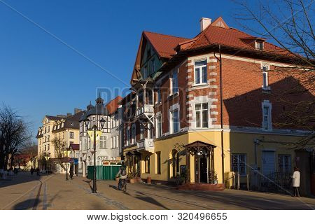 Zelenogradsk, Kaliningrad Region, Russia - April 02, 2019: Old Historical German Building On The Kur