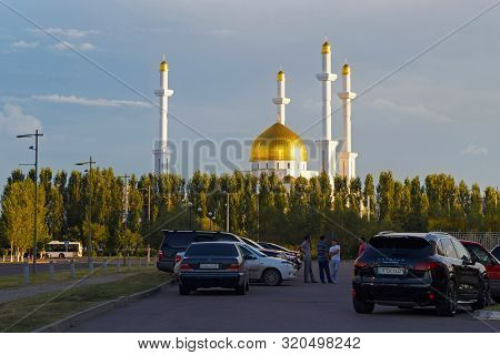 Astana, Kazakhstan - July 25, 2017: View Of The Nur-astana Mosque. Is A Modern Mosque In Astana And 