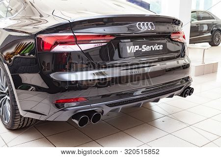 Novosibirsk, Russia - 08.01.2018: Rear View Of The 2019 Audi A5 Sportback  Prepared For Sale And Exh