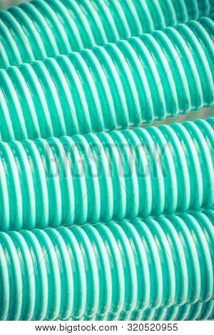 Plastic Corrugated Pipes As Details Of Agricultural Or Industrial Machinery, Technology And Engineer