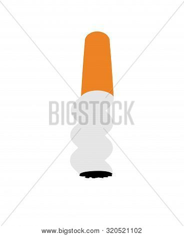 Cigarette Butt Isolated. End Of Burning Cigarette. Vector Illustration