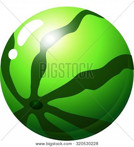 Isometric Watermelon On A White Background. Fruit For Market, Recipe Design. Organic Food. Cartoon S