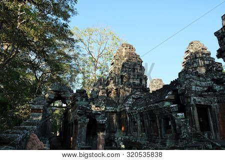 The Medieval Khmer Temple Of Banteay Kdei. Architectural Attraction. The Ancient Building.