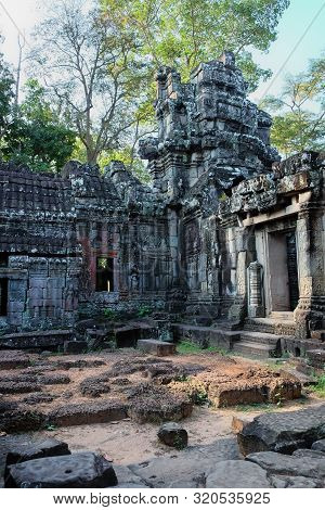 The Medieval Khmer Temple Of Banteay Kdei. Architectural Attraction. The Ancient Building.