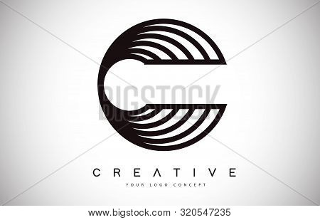 C Letter Logo Monogram Design. Creative C Letter Icon With Black Lines Vector Illustration.