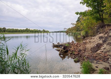 City Carnikava, Latvian Republic. Green Nature In Summer With River Gauja And Waves. Travel Photo. S