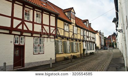 View Of The Houses Of The Street An Der Mauer, Beautiful Architecture, Lubeck, Germany