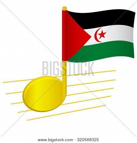 Sahrawi Arab Democratic Republic Flag And Musical Note. Music Background. National Flag Of Sahrawi A