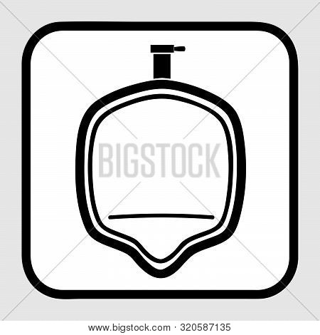Vector, Outline Icon Stye Of Urinoir, Public Restroom, At Gray Background.