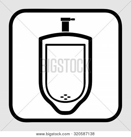 Vector, Outline Icon Stye Of Urinoir, Public Restroom, At Gray Background.