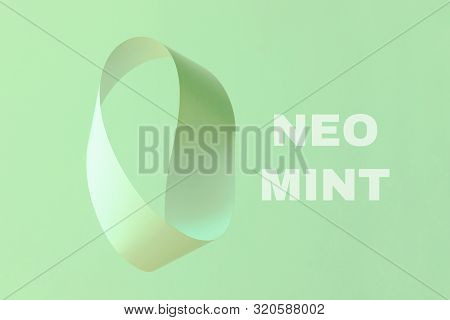 Mobius Strip Soaring In The Air On Mint Background