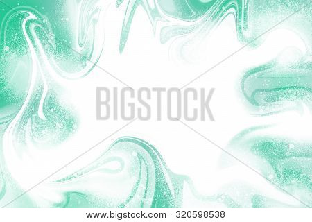 Abstract Mint Fluid Art Background. Digital Art.