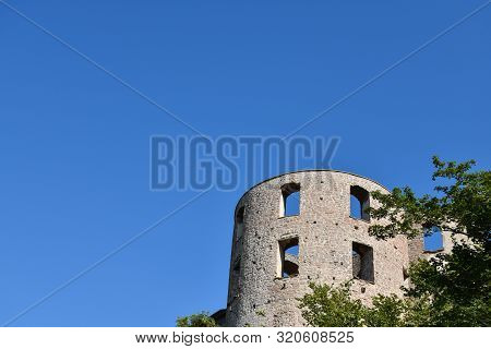 Tower At The Famous Landmark Borgholm Castle At The Island Oland In Sweden