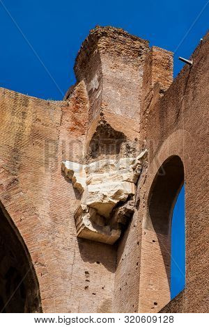Detail Of The Walls Of The Basilica Of Maxentius And Constantine In The Roman Forum In Rome