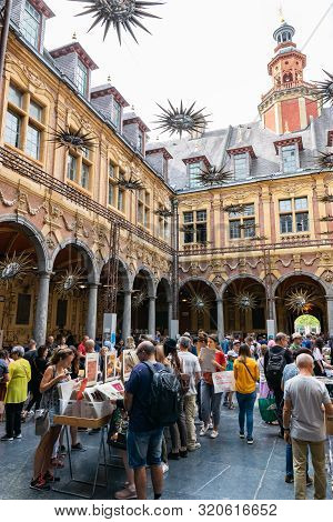 Lille,france-september 01,2019: Vieille Bourse (old Stock Exchange) Market For Books And Posters Use