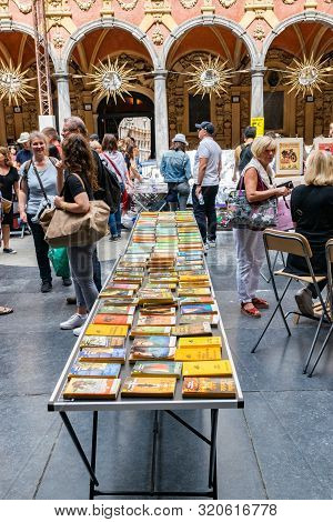 Lille,france-september 01,2019: Vieille Bourse (old Stock Exchange) Market For Books And Posters Use