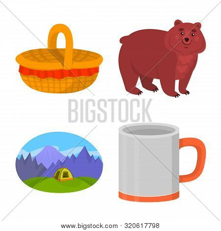Vector Illustration Of Picnic And Nature Sign. Collection Of Picnic And Travel Vector Icon For Stock