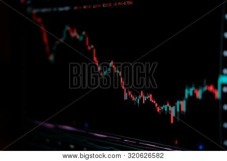 Bearish Downtrend Japanese Candlestick Pattern On Stock Market Trading Chart With Macd And Rsi Indic