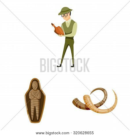 Vector Illustration Of Archaeology And Historical Icon. Set Of Archaeology And Excavation Stock Vect